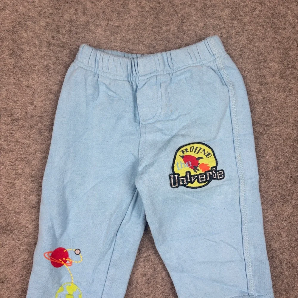 Flapdoodles‎ Sweatpants Baby 18M Blue Round The Universe Space Rocket Planet